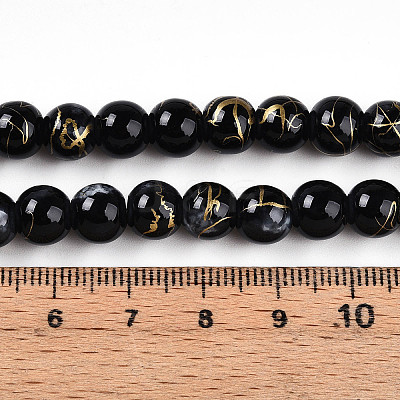 Baking Paint Glass Beads Strands DGLA-N003-8mm-B10-1