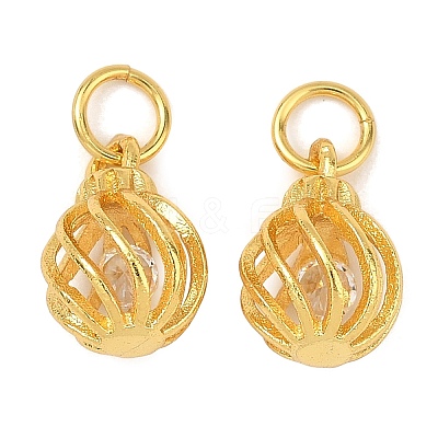 Brass Micro Pave Clear Cubic Zirconia Charms KK-F941-16G-1