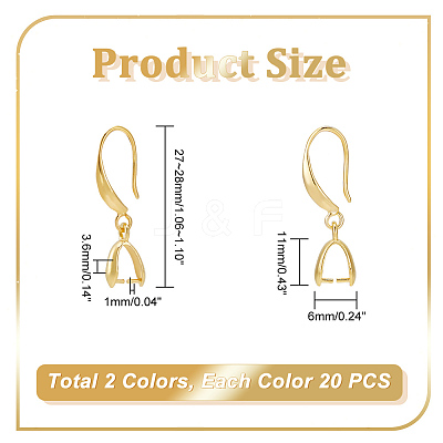 4 Sets 2 Colors Brass Smooth Earring Hooks EJEW-PH0001-22-1