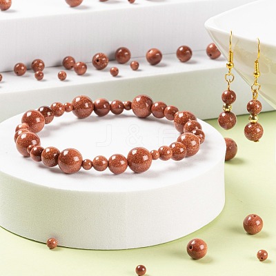 340Pcs 4 Sizes Synthetic Goldstone Beads Strands G-LS0001-11-1