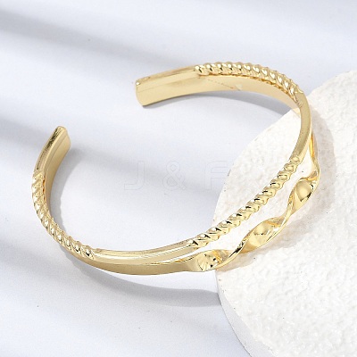 Brass Double Line Textured Cuff Bangles for Women KK-CBACA61-03G-1