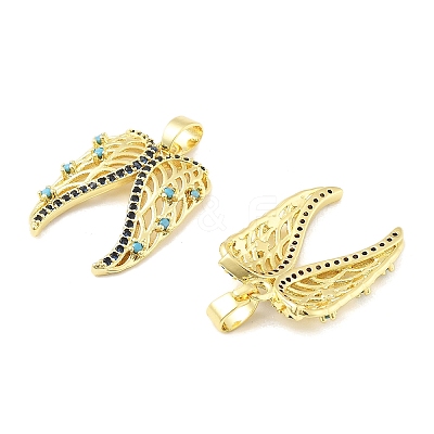 Wings Brass Micro Pave Cubic Zirconia Pendants KK-M325-11G-1
