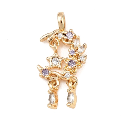Brass Micro Pave Cubic Zirconia Pendants KK-K407-54G-1