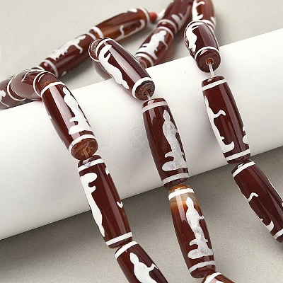 Rice Shape Tibetan Style dZi Beads Strands G-A269-A22-01-1