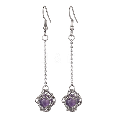 Natural Mixed Gemstone Dangle Earrings EJEW-JE05660-02-1