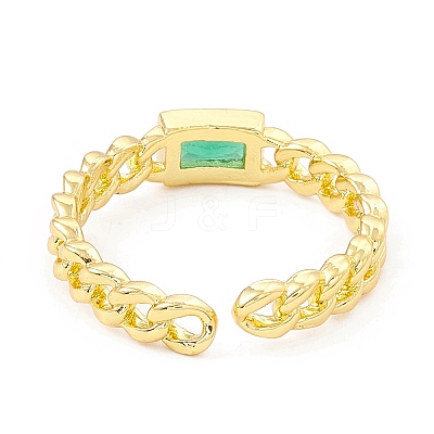 Cubic Zirconia Rectangle Open Cuff Ring X-RJEW-I083-02G-02-1