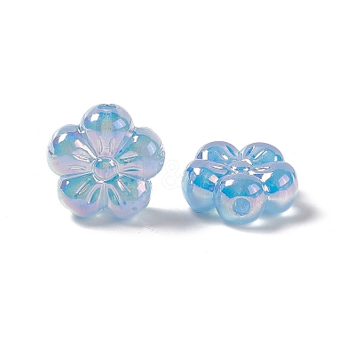 UV Plating Rainbow Iridescent Acrylic Flower Beads X-PACR-M003-10-1