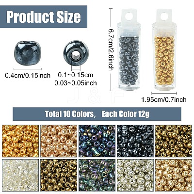 120G 12 Styles Glass Seed Beads SEED-YW0002-86-1