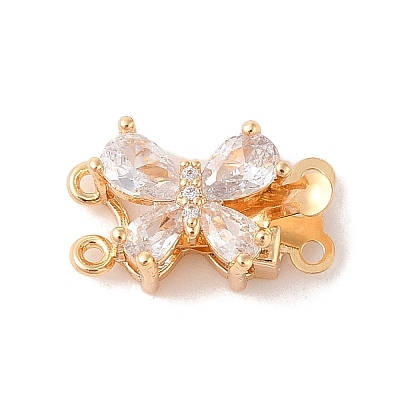 Golden Brass Micro Pave Cubic Zirconia Box Clasps KK-B100-038G-01-1