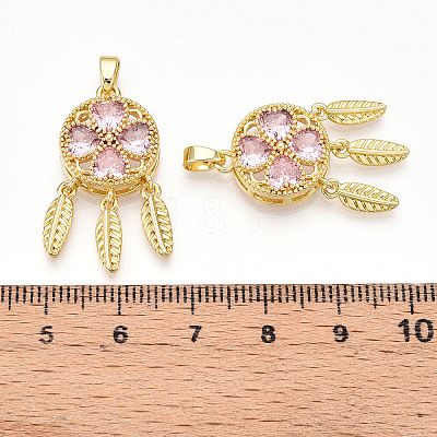 Brass Micro Pave Cubic Zirconia Pendants KK-N254-222G-1