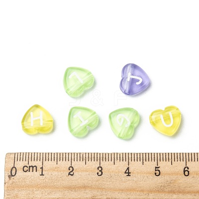 Transparent Acrylic Heart Horizontal Hole Letter Beads TACR-Q101-01-1