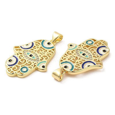 Brass Pave Cubic Zirconia Pendants KK-Z028-19G-1