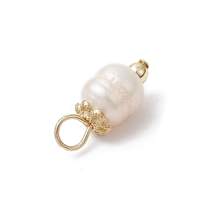 Natural Cultured Freshwater Pearl Rice Pendants PALLOY-JF03919-02-1