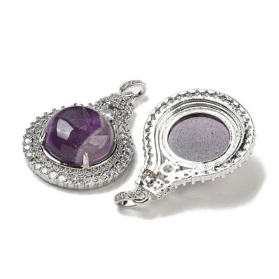 Natural Amethyst with Clear Cubic Zirconia Pendants G-G133-01P-19-1