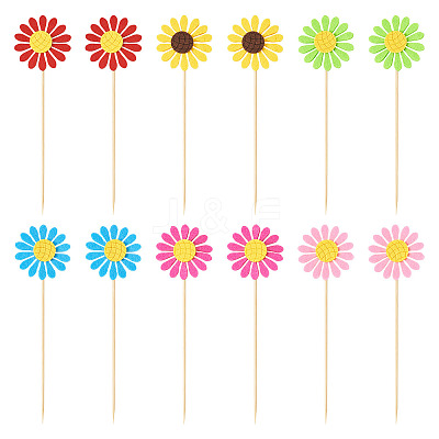Wood with Paper Cake Toppers AJEW-TAC0035-11A-1