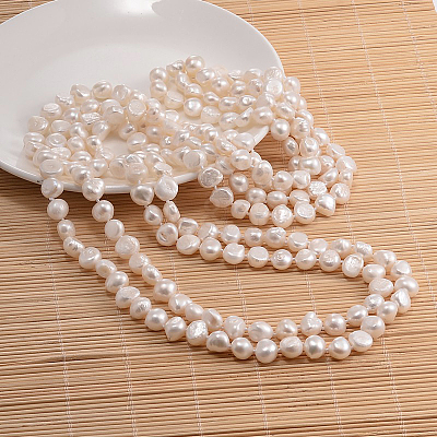 Natural Pearl Nuggets Beaded Necklace NJEW-P126-A-01E-01-1