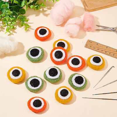 12Pcs 3 Colors Wool Felt Craft Frog Eyes DIY-FG0004-14-1