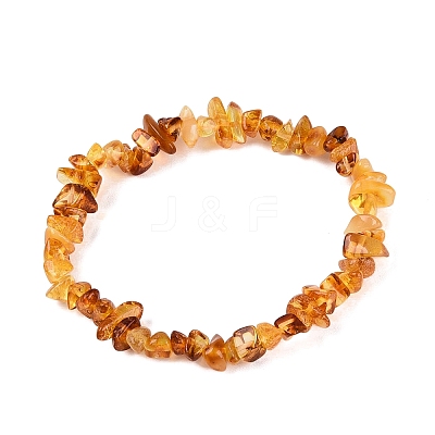 Natural Amber Chip Beaded Stretch Bracelets BJEW-N041-01A-1