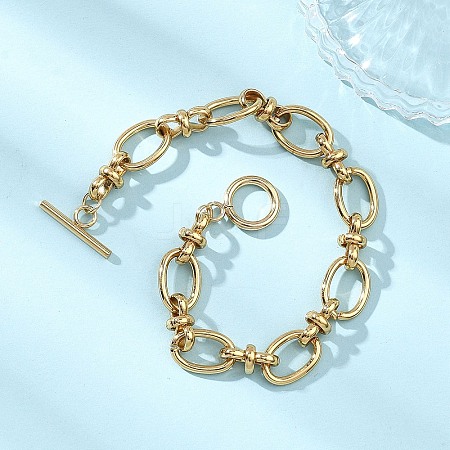 304 Stainless Steel Oval Link Chain Bracelets for Women BJEW-JB12855-01-1