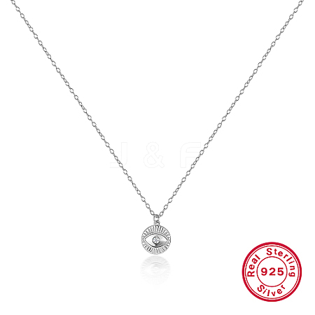 Anti-Tarnish Rhodium Plated 925 Sterling Silver Evil Eye Pendant Necklaces RB0851-1-1