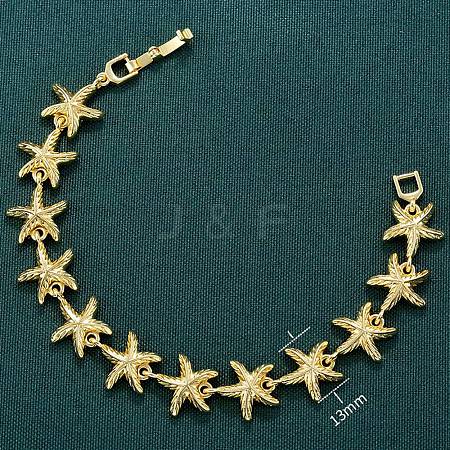 Summer Beach Brass Starfish Link Chain Bracelets LS-BJEW-C118-04G-1