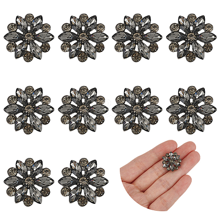 10Pcs Alloy Rhinestone Shank Buttons BUTT-FG0001-41D-1