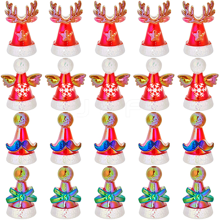 40Pcs 4 Styles Iridescent UV Plating Acrylic Beads OACR-SC0001-89-1