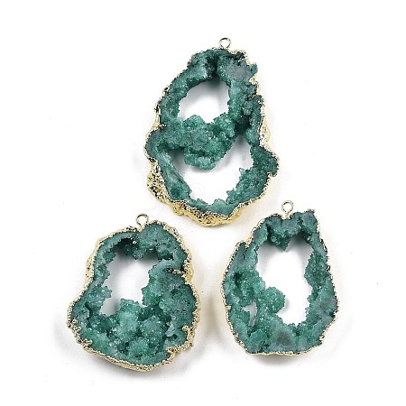 Dyed Nuggets Natural Druzy Geode Agate Big Pendants G-M287-08-1