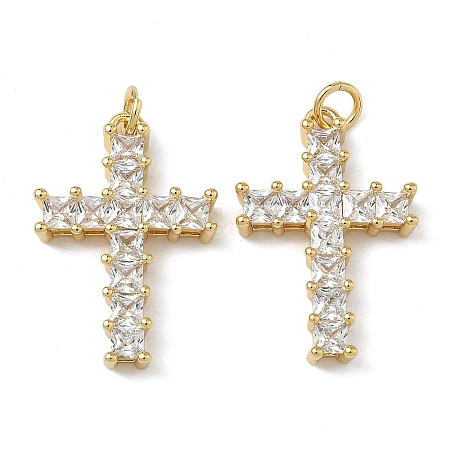 Brass Micro Pave Clear Cubic Zirconia Pendants KK-L257-13G-1