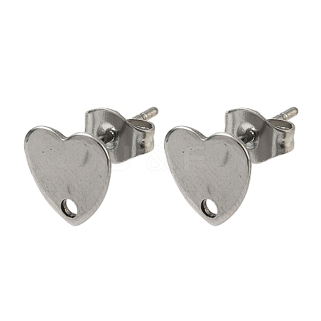 Non-Tarnish 304 Stainless Steel Heart Stud Earring Findings STAS-R063-37-1