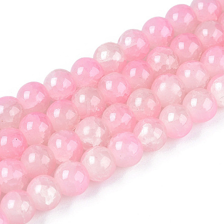Crackle Baking Paint Imitation Jade Glass Beads Strands DGLA-YW0001-17B-1