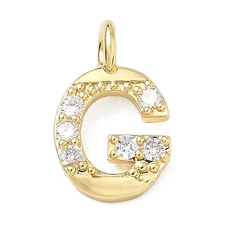 Brass Micro Pave Clear Cubic Zirconia Pendants KK-I476-01G-G-1