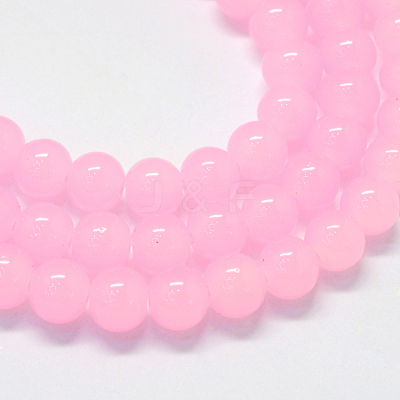 Baking Painted Imitation Jade Glass Round Bead Strands DGLA-Q021-4mm-26-1