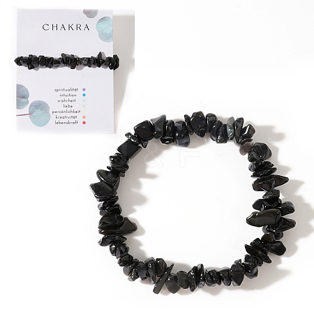 Natural Black Onyx Chips Stretch Bracelets for Women AY5330-7-1