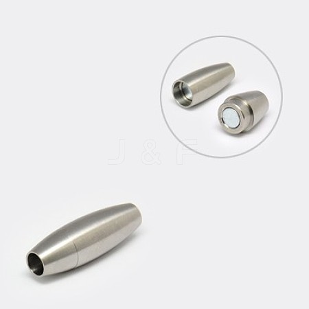 304 Stainless Steel Textured Magnetic Clasps with Glue-in Ends STAS-K006-02C-1