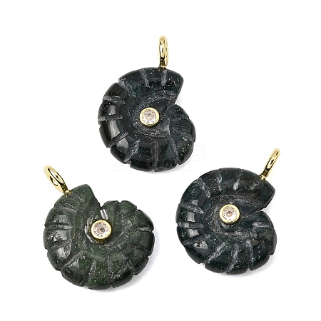 Natural Moss Agate Carved Pendants G-C282-01H-1