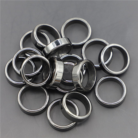 Non-Magnetic Synthetic Hematite Plain Band Ring FIND-PW0021-11D-1