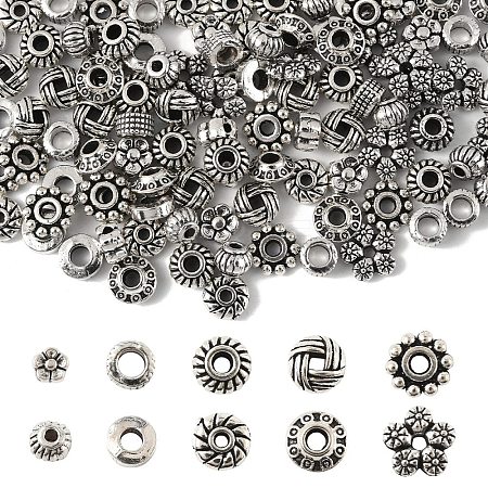 100Pcs 10 Style Tibetan Style Alloy Spacer Beads TIBE-YW0001-76-1
