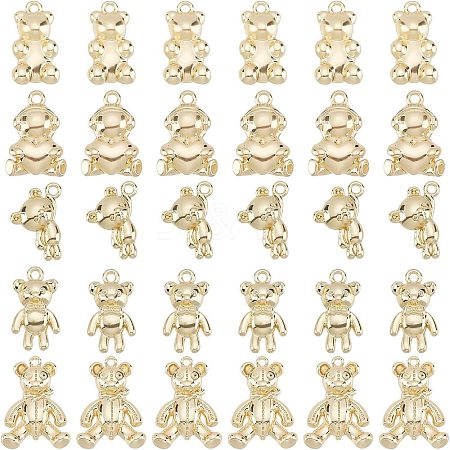 CHGCRAFT 30Pcs 5 Style Rack Plating Alloy Pendants FIND-CA0004-40-1