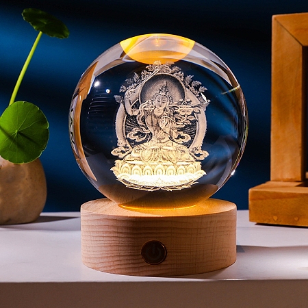 K9 Glass Crystal Ball Crystal Ball with Wood Stand PW-WG929B5-03-1