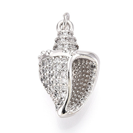 Brass Micro Pave Clear Cubic Zirconia Pendants KK-N268-59P-1