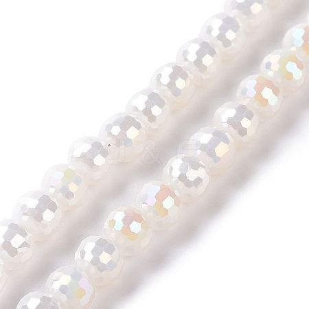 Electroplate Opaque Solid Color Glass Beads Strands GLAA-E036-10E-1