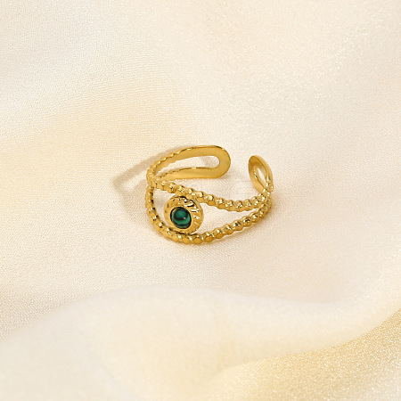 Vintage Synthetic Malachite Eye Ring ED3858-2-1