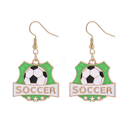 Alloy Enamel Soccer Dangle Earrings for Women WG9D33E-02-1