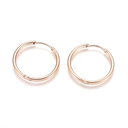 Ion Plating(IP) 304 Stainless Steel Huggie Hoop Earrings EJEW-F111A-25mm-RG-1