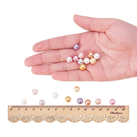   10 Color Eco-Friendly Pearlized Round Glass Pearl Beads HY-PH0004A-8mm-03-1