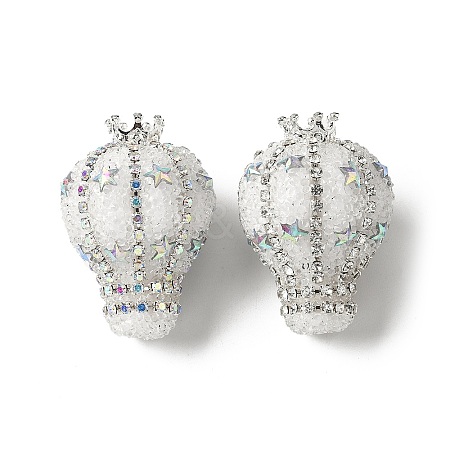 Crown Hot Air Balloon Acrylic Rhinestone Beads OACR-S048-03D-1