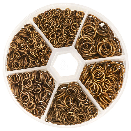 1 Box Iron Plated Jump Rings 4mm to 10mm in Diameter Antique Bronze for Jewelry Making IFIN-PH0001-06AB-NF-1