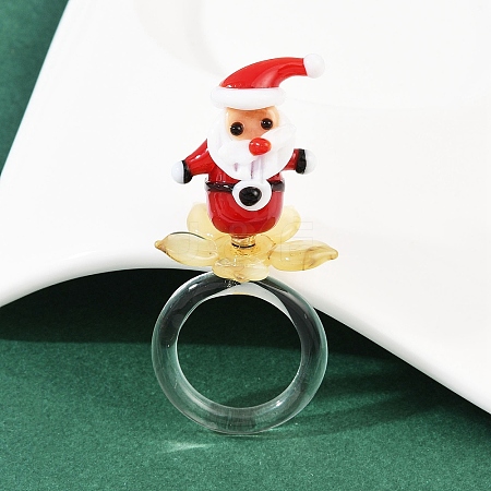 Rotatable Handmade Lampwork Rings RJEW-P158-02A-1