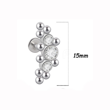 316L Surgical Stainless Steel & G23 Titanium & Crystal Rhinestone Flat Round Cartilage Earrings WGA7630-49-1